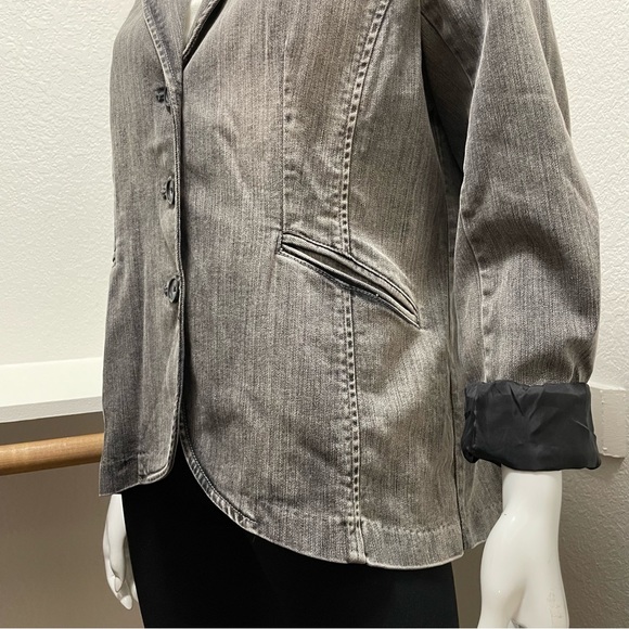 Coldwater Creek Shaped charcoal gray faded, stretch denim blazer, Sz 14 - Picture 8 of 14